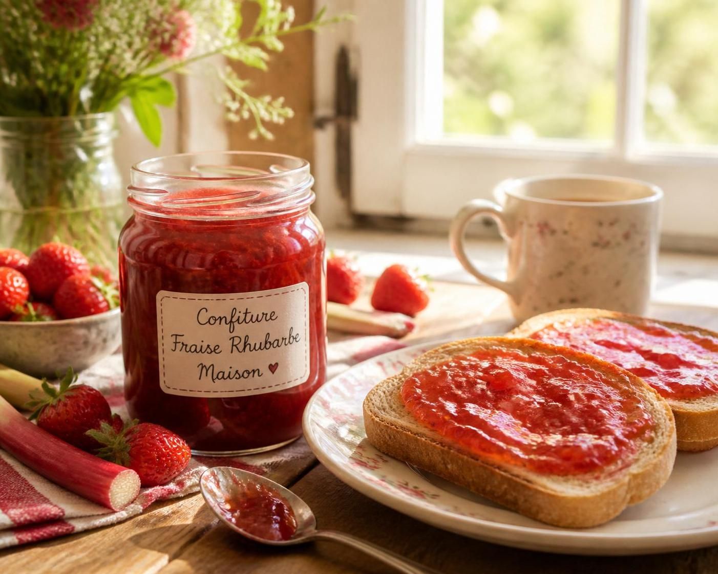 découvrez la confiture fraise rhubarbe, une alliance acidulée et gourmande qui sublime vos tartines du petit-déjeuner à l'heure du goûter.