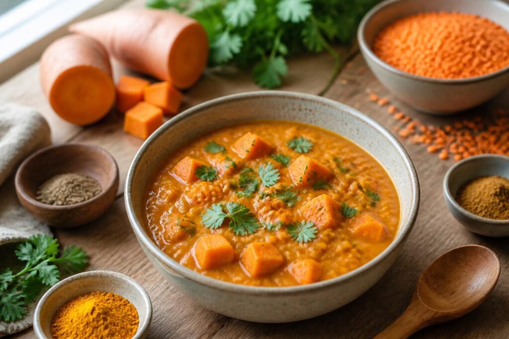 découvrez notre recette facile et réconfortante de dahl de lentilles corail et patate douce, parfaite pour un repas savoureux et sain.
