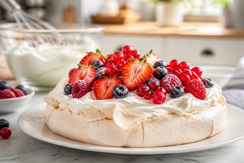 découvrez la recette du pavlova aux fruits rouges, une meringue légère et gourmande, idéale pour un dessert frais et élégant. suivez nos astuces pour réussir ce dessert délicat et savoureux.