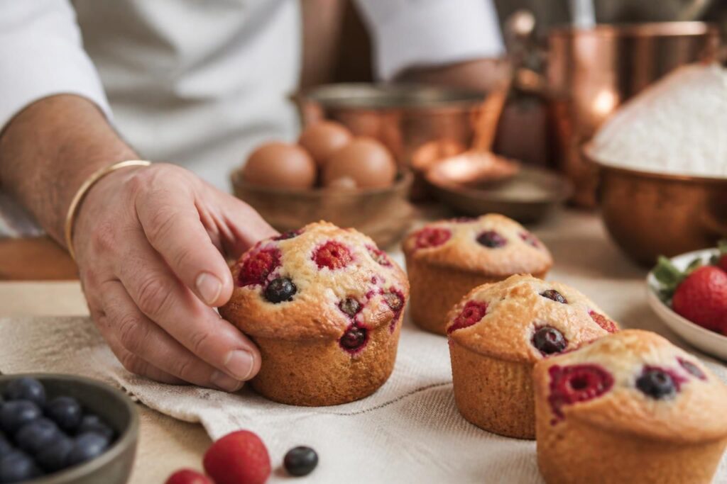 découvrez les astuces de cyril lignac pour réussir parfaitement vos muffins aux fruits rouges à chaque fois. recette simple et conseils de chef pour un goûter gourmand garanti.