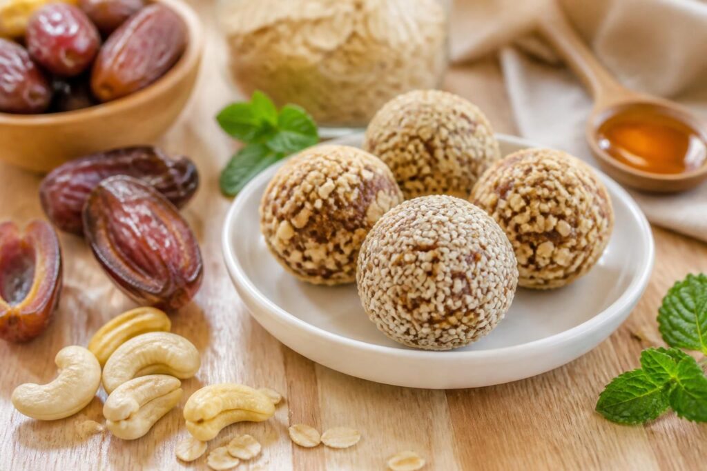 découvrez notre recette d'energy balls aux dattes, l'encas sain et énergétique parfait pour revitaliser vos après-midis avec une touche naturelle et gourmande.
