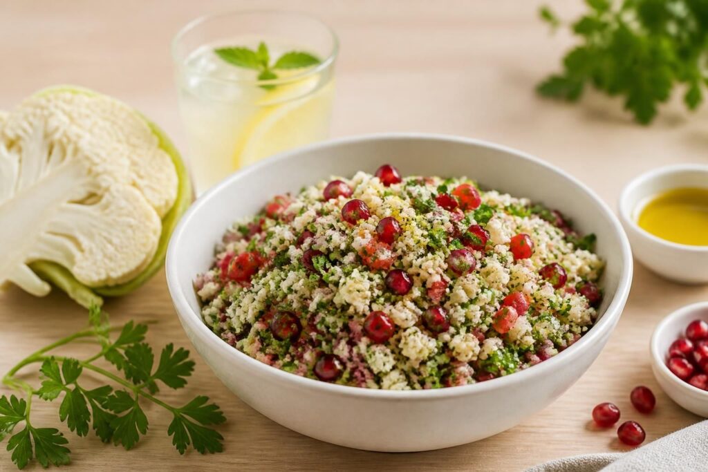 découvrez une recette de taboulé au chou-fleur, une alternative légère et sans gluten, parfaite pour un repas frais et healthy. simple à préparer et délicieuse à savourer.