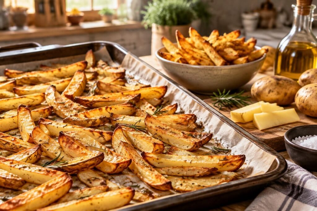 découvrez nos astuces pour réussir des frites au four dorées et croustillantes, avec des pommes de terre savoureuses sans bain de friture.