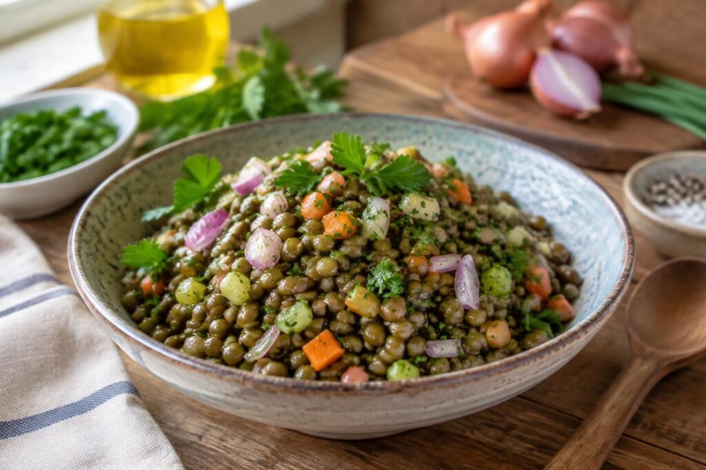 découvrez une salade de lentilles simple à l’échalote : une recette savoureuse et facile à préparer, idéale pour un repas équilibré sans effort.